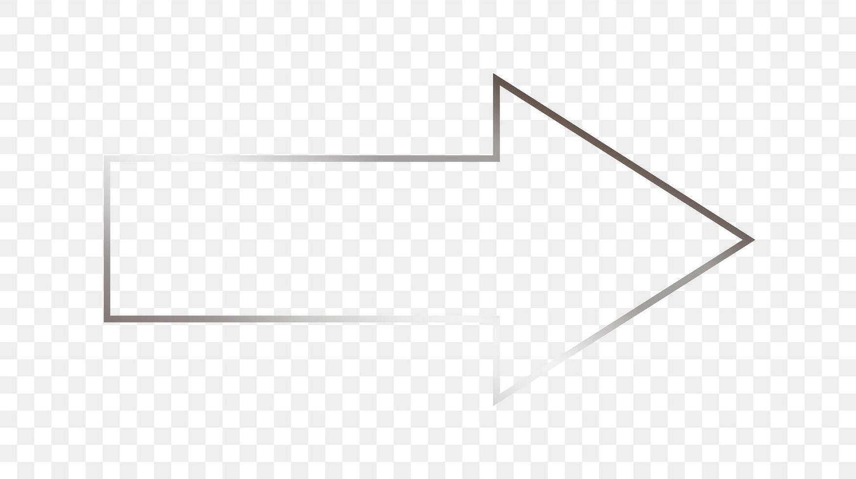Silver glowing arrow shape frame vector