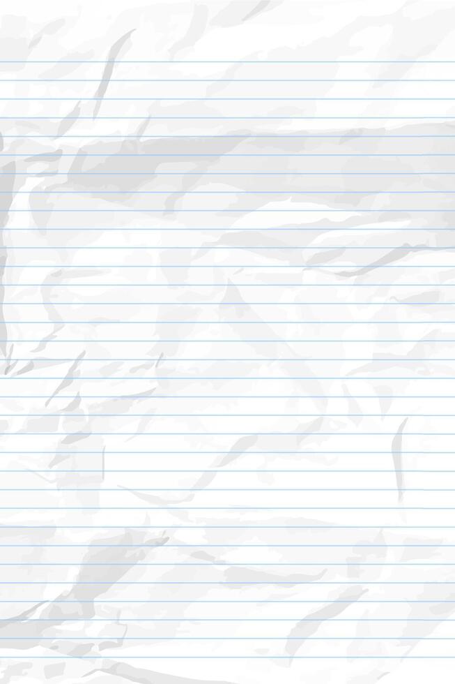 White clean crumpled notebook paper with lines vector