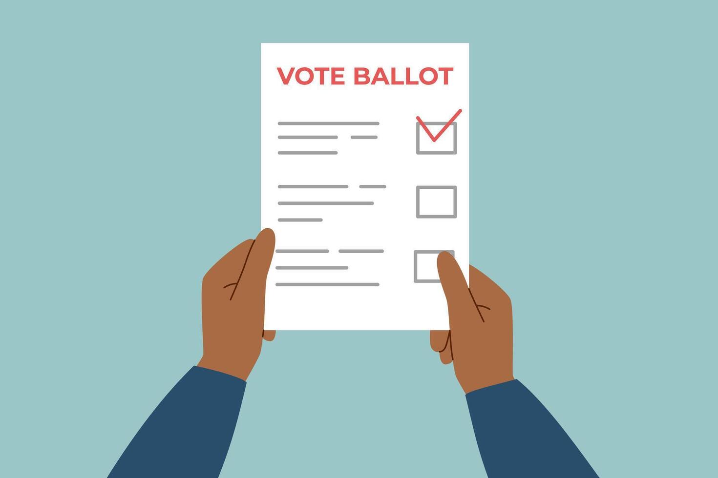 Vote ballot in human hands. Election campaign. Democracy vote. Voting concept. vector