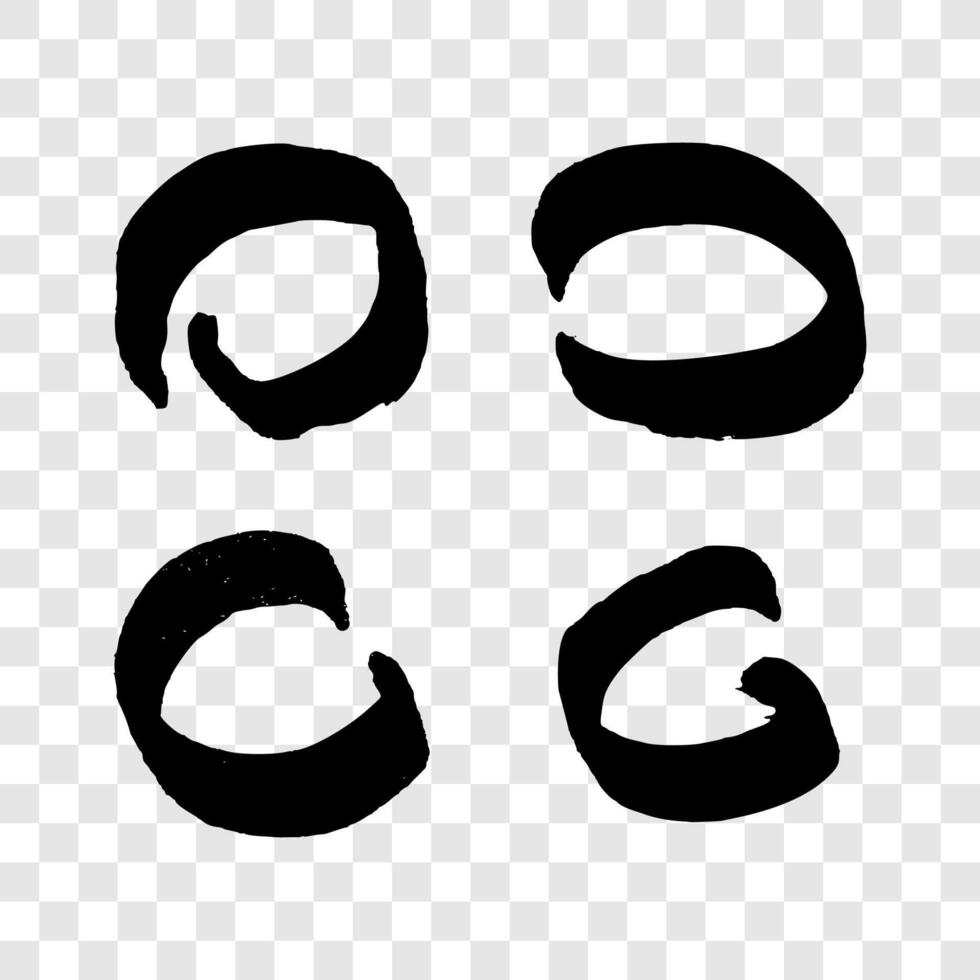 Black grunge brush strokes in circle form vector