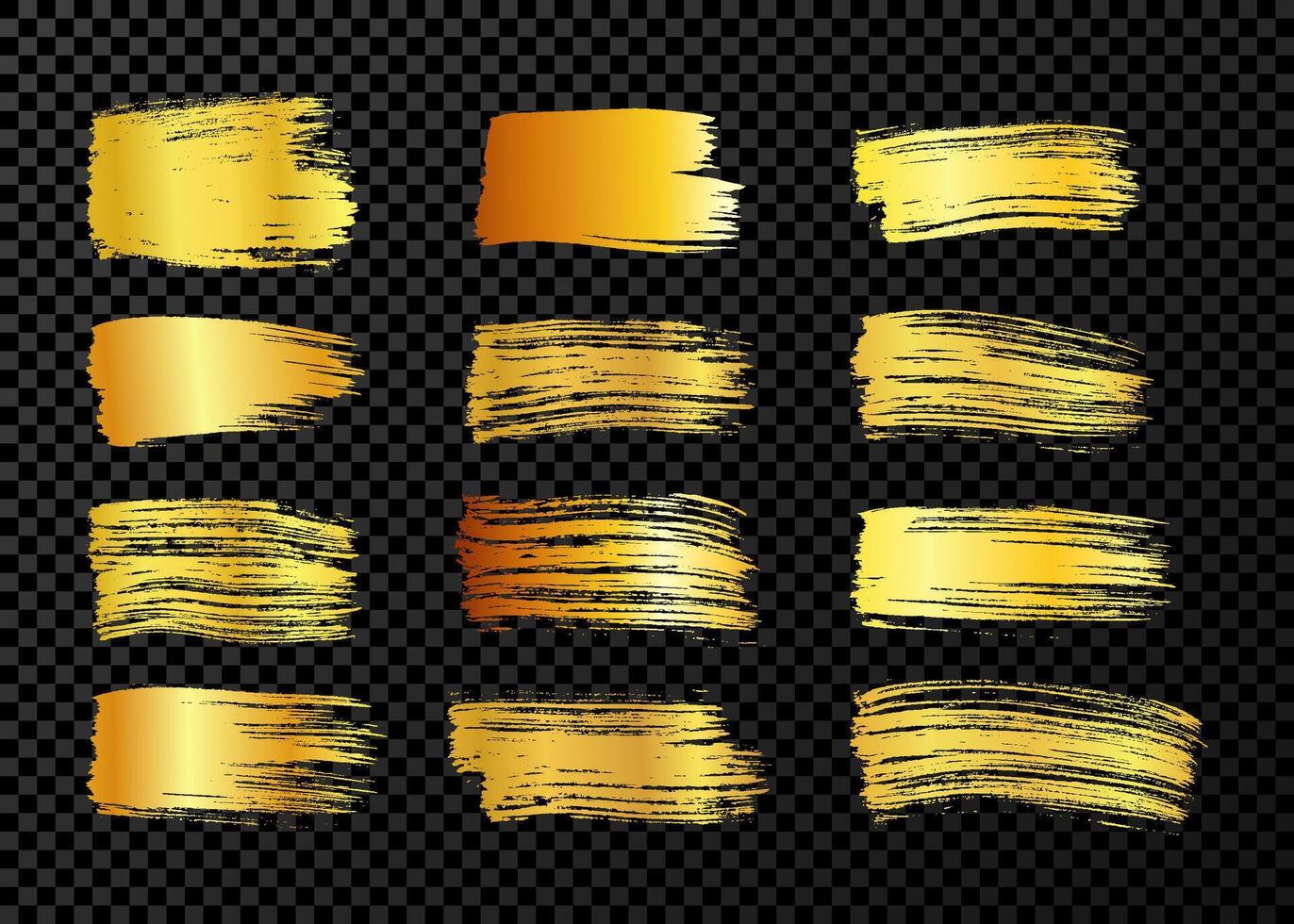 Set of gold hand drawn brush strokes vector