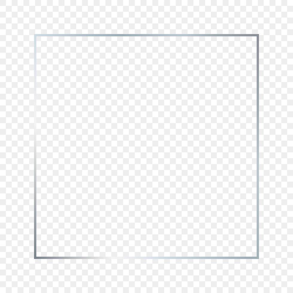 Silver glowing square frame vector