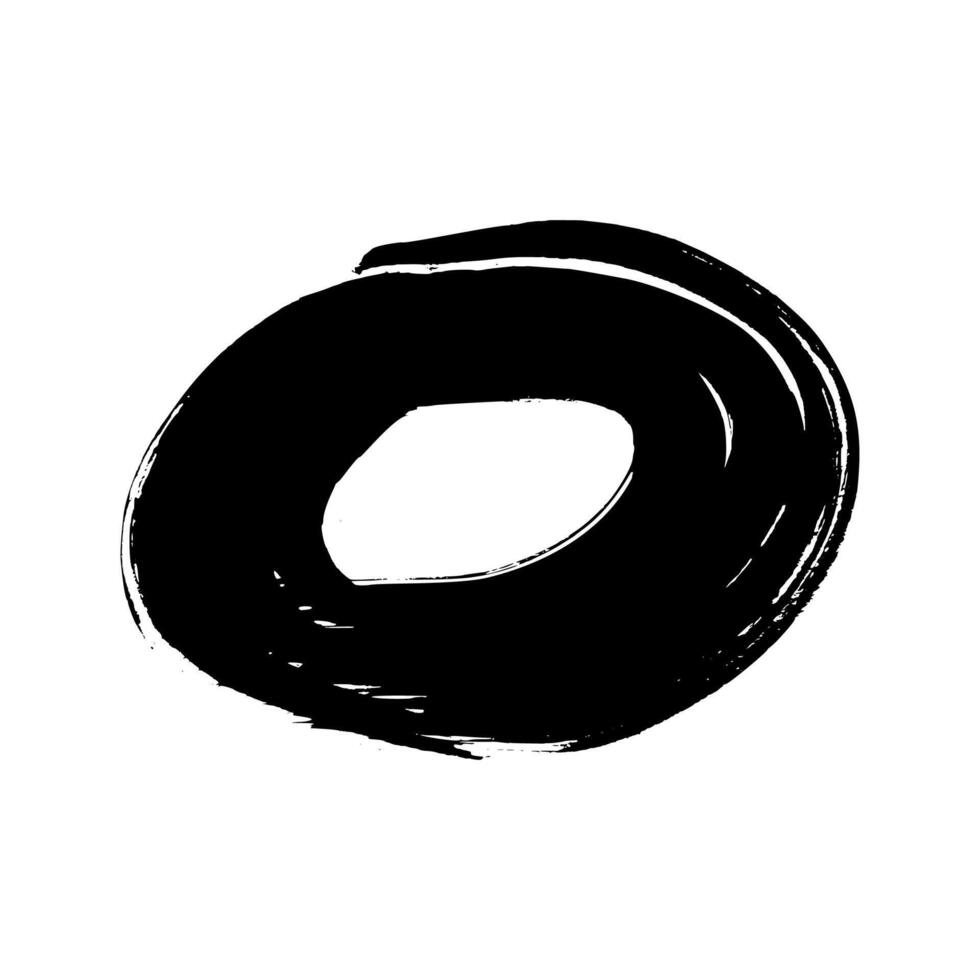 Black grunge brush strokes in circle form vector
