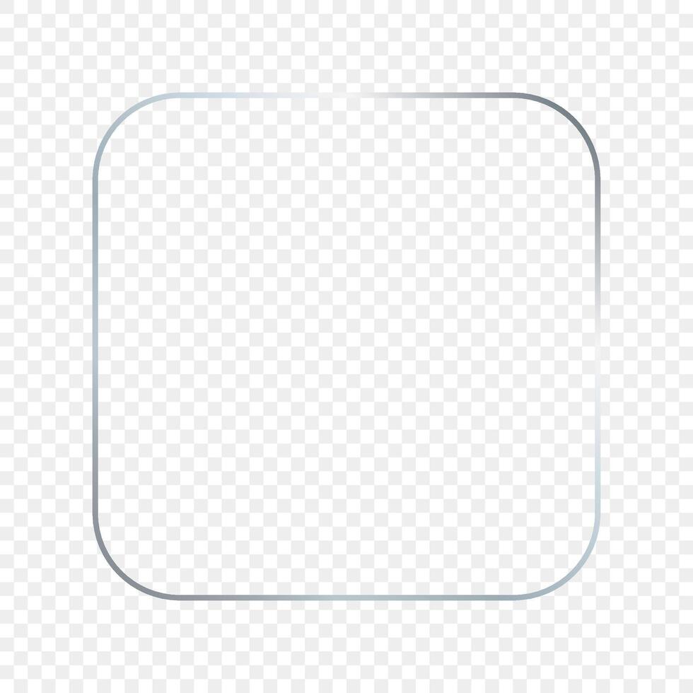 Silver glowing rounded square frame vector