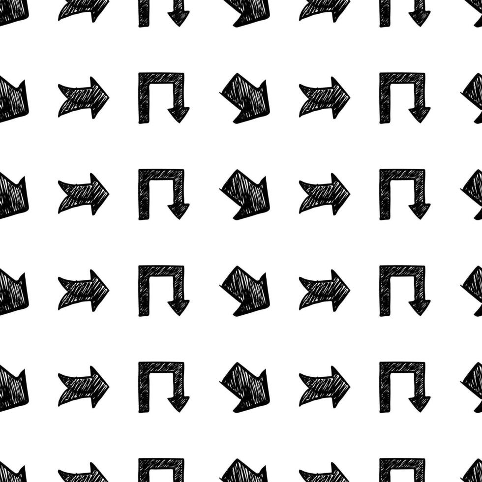 Seamless pattern with black hand drawn arrows vector