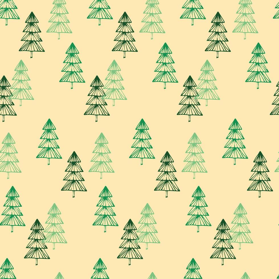 Christmas Tree Wrapping Paper Design A seamless pattern of Christmas trees designed for wrapping paper, combining simplicity and festive cheer. vector