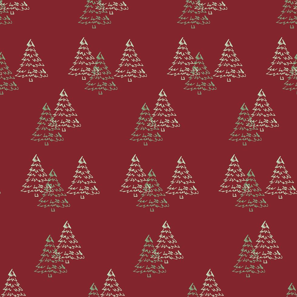 Seamless Christmas Tree Doodles A seamless pattern of simple and cute Christmas tree doodles, great for creating a festive atmosphere. vector