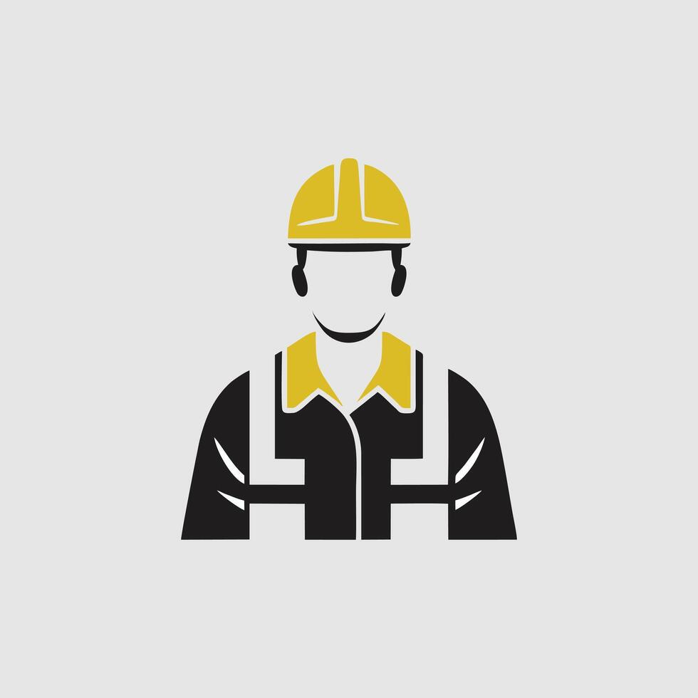 Industrial worker icon. Gray background with yellow vector