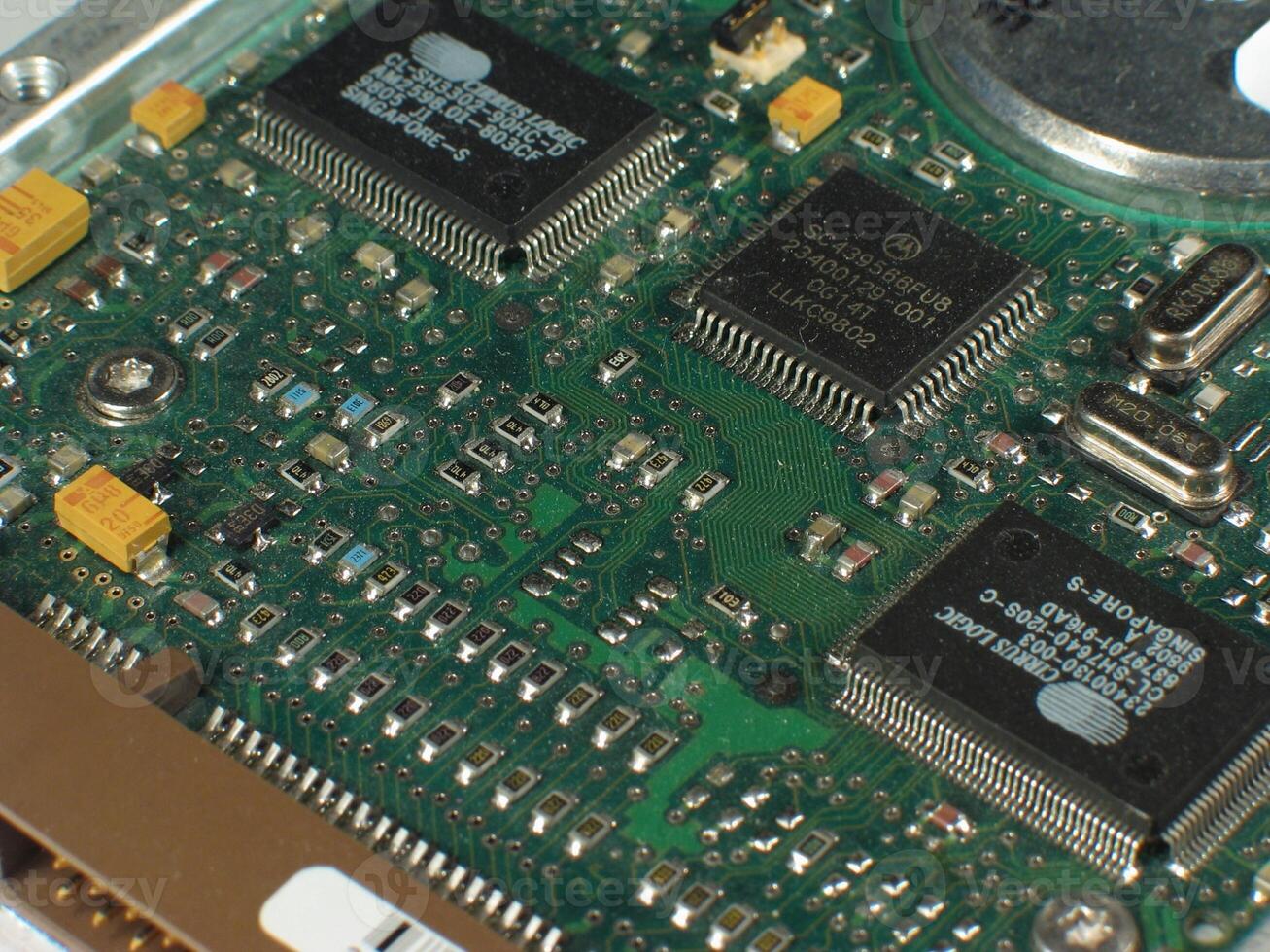 Computer parts close view. Circuit board photo