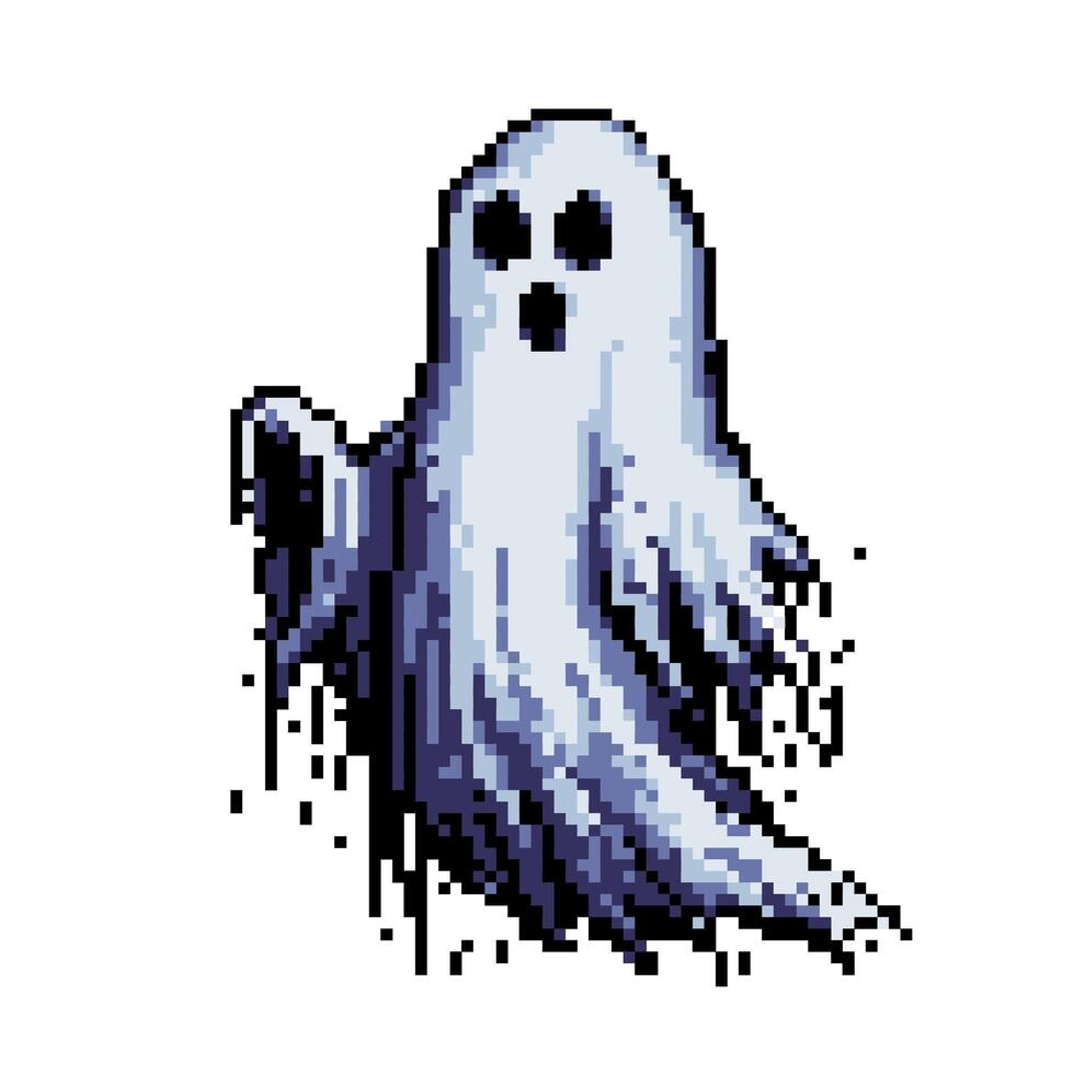 Ghost. Creepy ghost pixel icon. Arcade game icon. 8-bit character. Abstract Halloween character. vector
