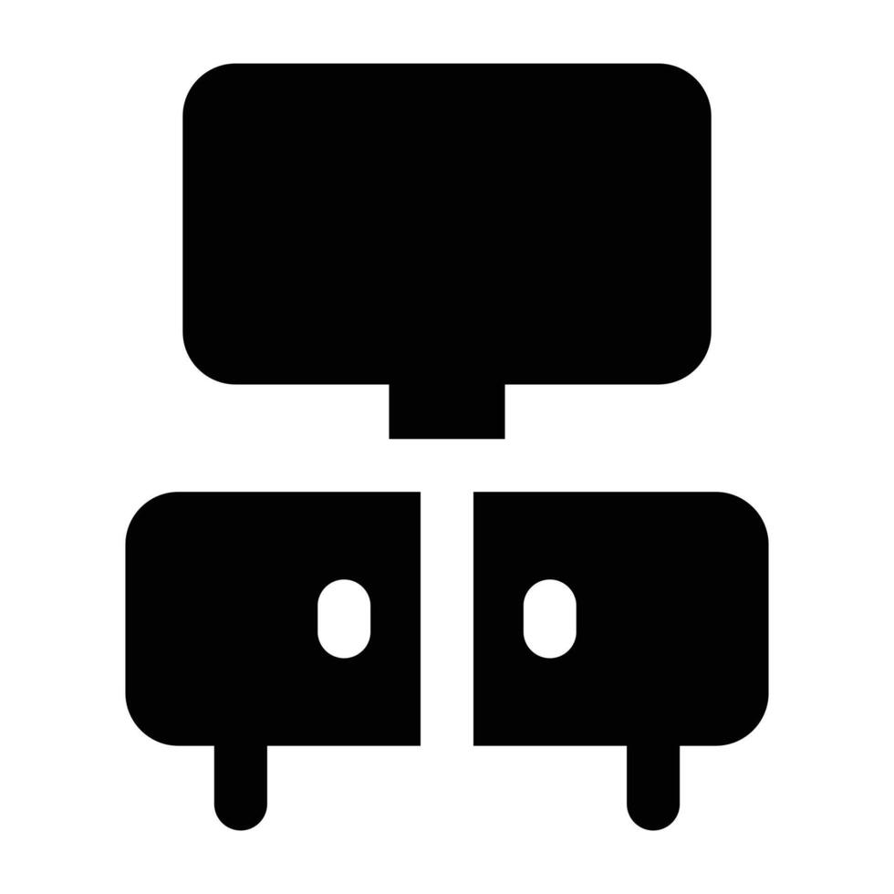 Simple Tv Stand glyph icon. The icon can be used for websites, print templates, presentation templates, illustrations, etc vector