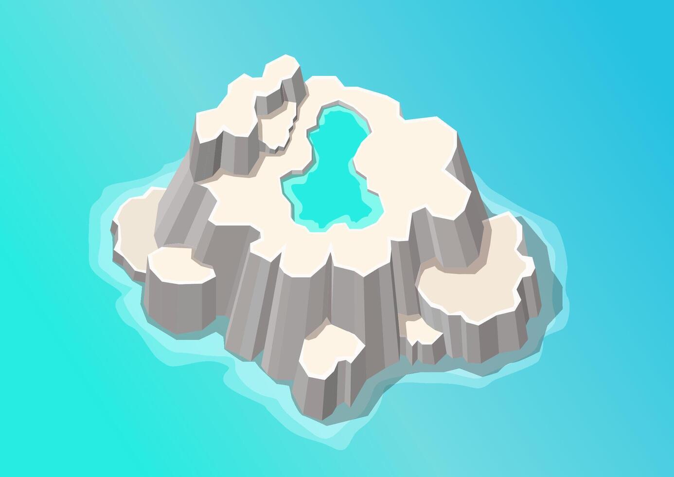 Isometric of rocky mountain island vector