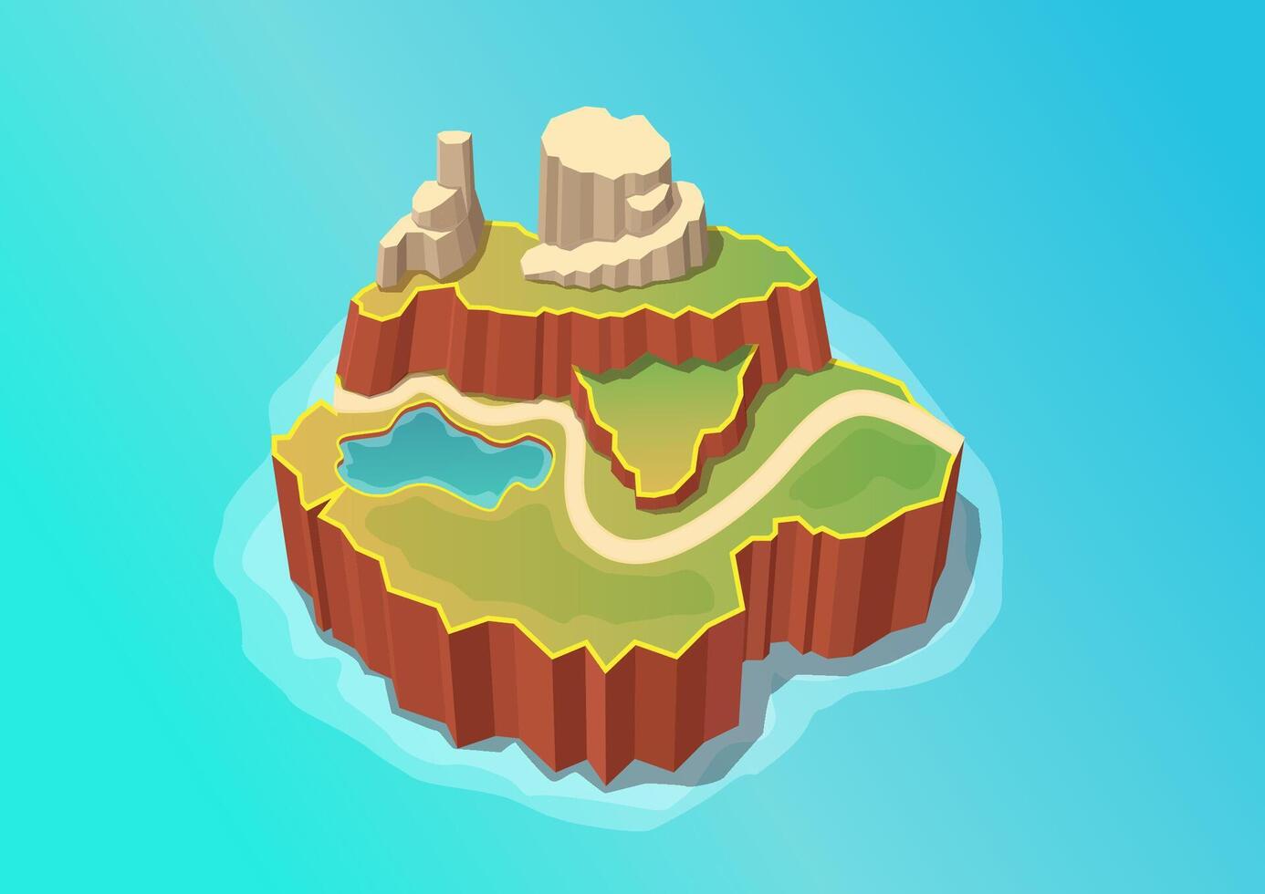 Isometric of natural mountain island vector