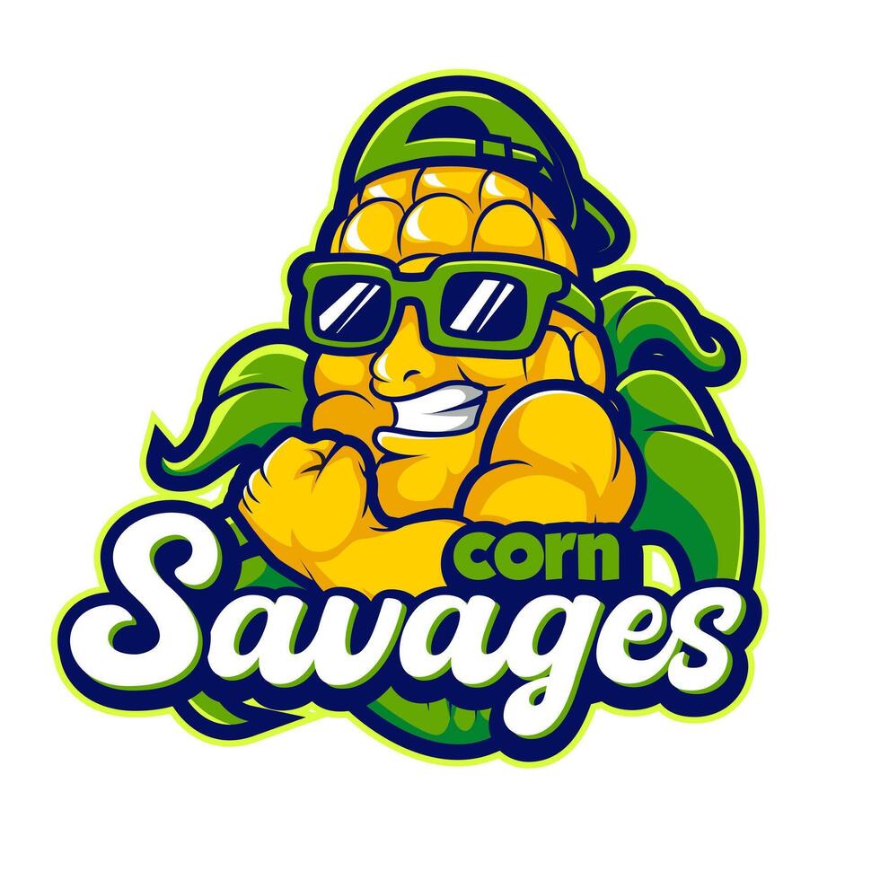 corn cool strong eyeglasses mascot logo illustration vector