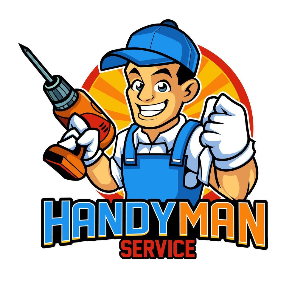 Handyman Services Emblem mascot logo illustration vector