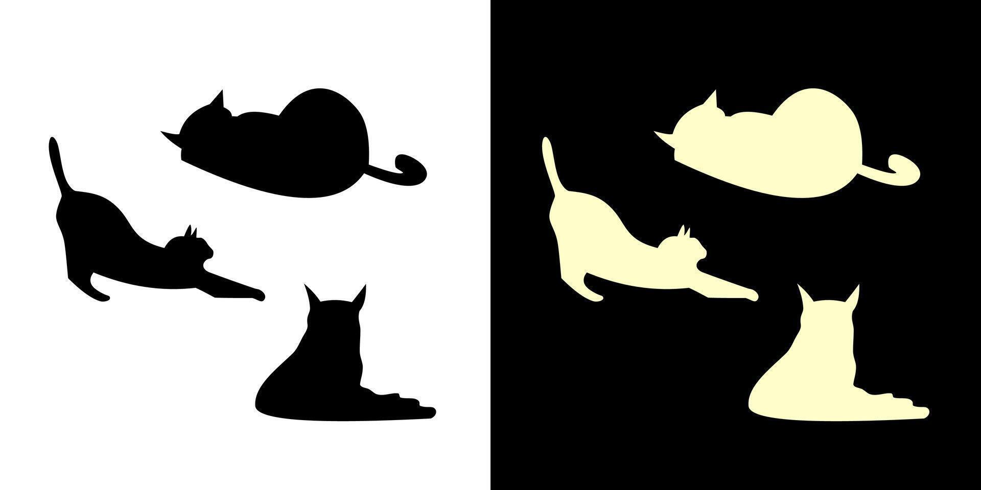 Lazy Cat silhouette , background illustration isolated pet animal graphic vector