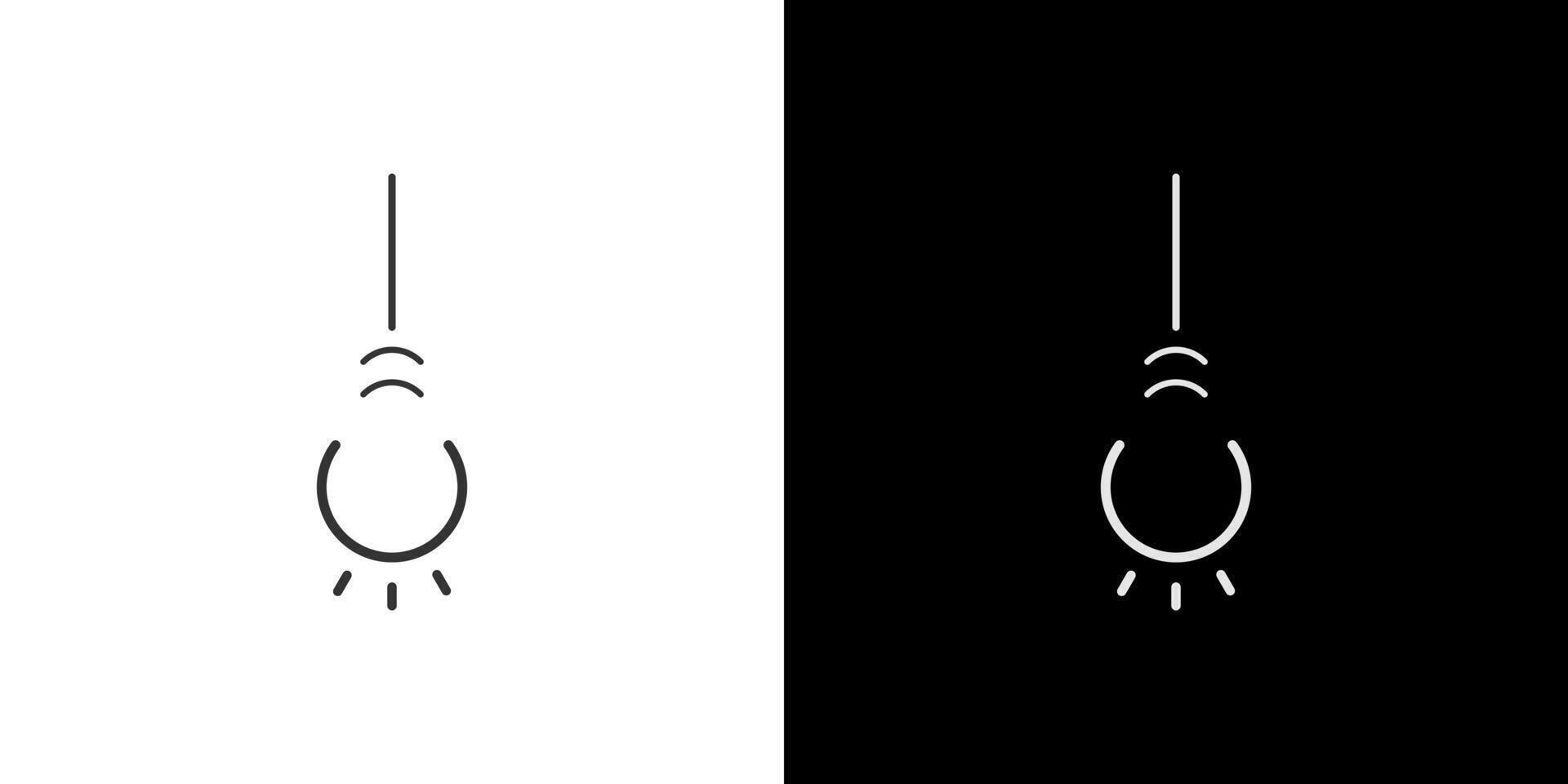 Hanging lamp icon logo , thin line bulb lightbulb light logo vector