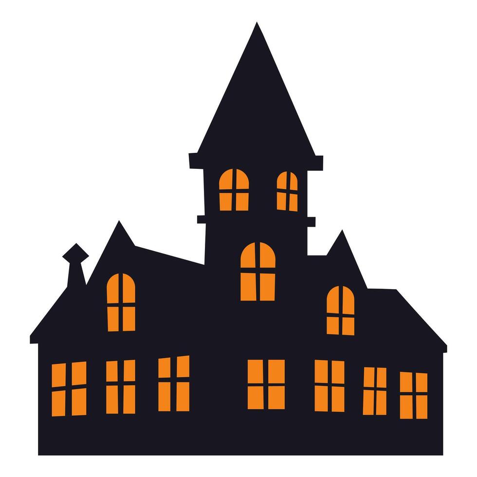 Silhouette of a castle with windows. Halloween illustration vector