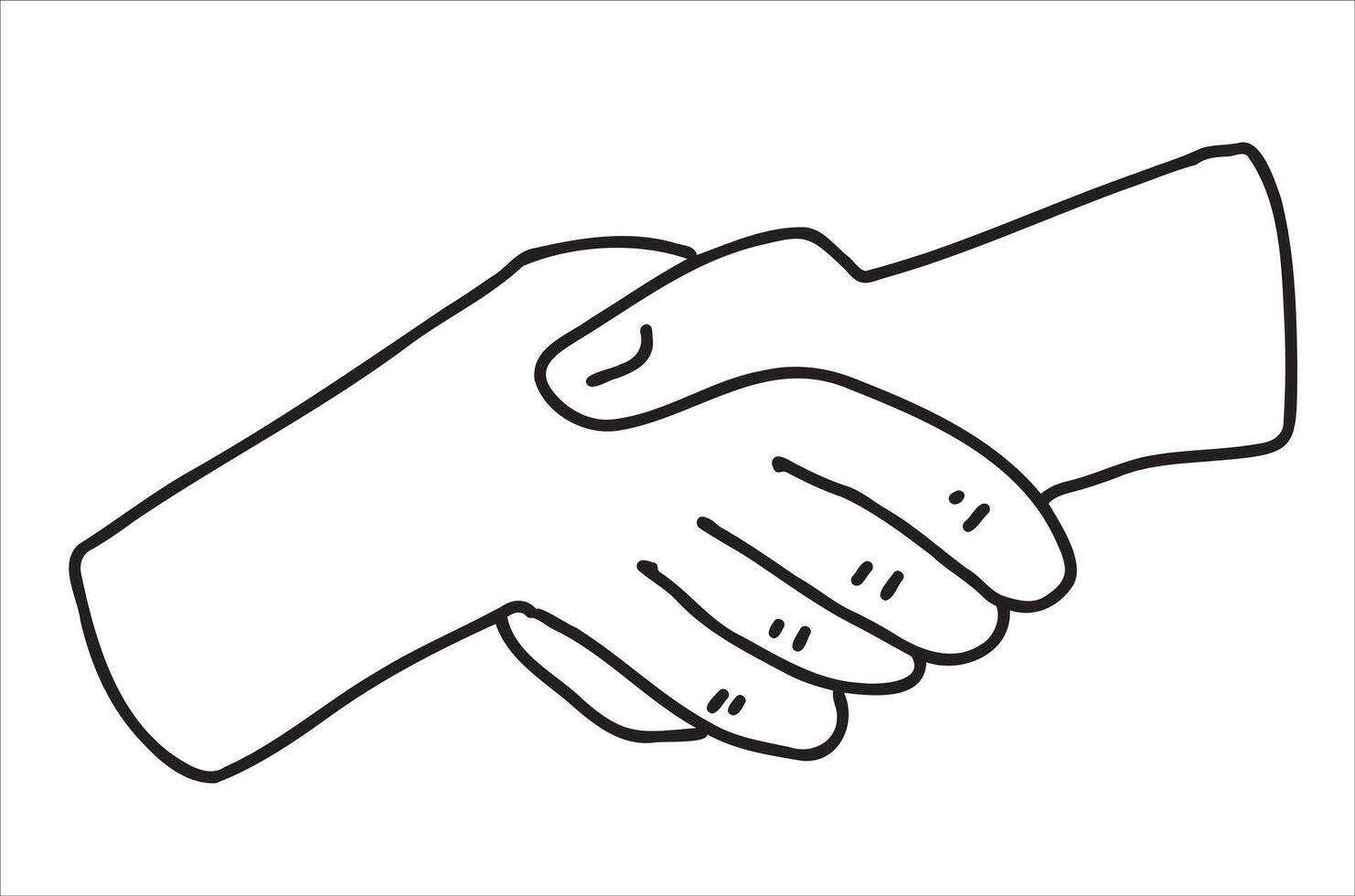 Handshake gesture. Doodle team hand shake. Outline partnership deal agreement. Business teamwork symbol. Drawing friendship businessman cooperation vector