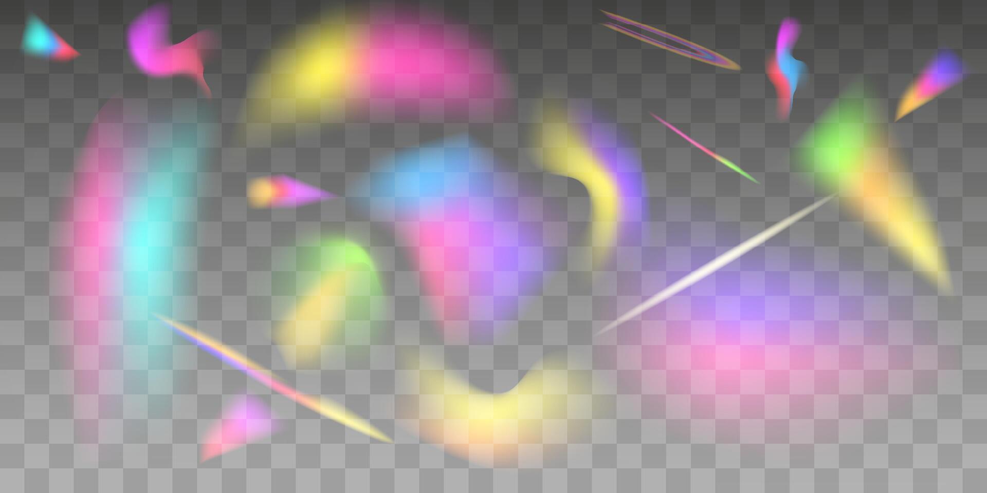 Light prism, rainbow glare, overexposure, refraction vector