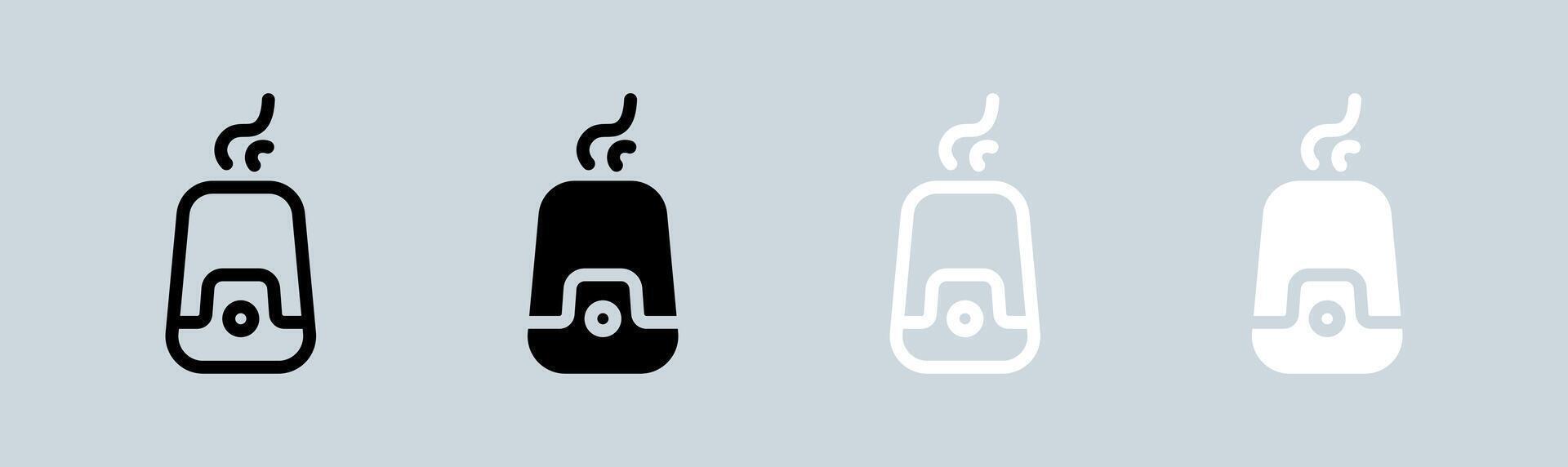 Humidifier icon set in black and white. Vapour signs illustration. vector