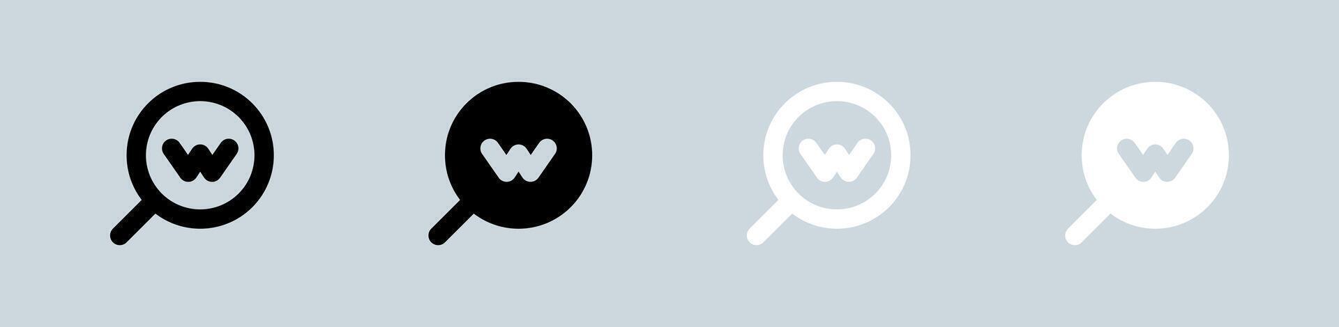 Keyword icon set in black and white. Optimization signs illustration. vector