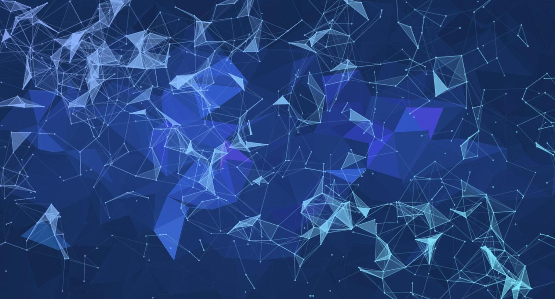 Abstract digital technology background with polygonal shapes, connecting dots and lines vector