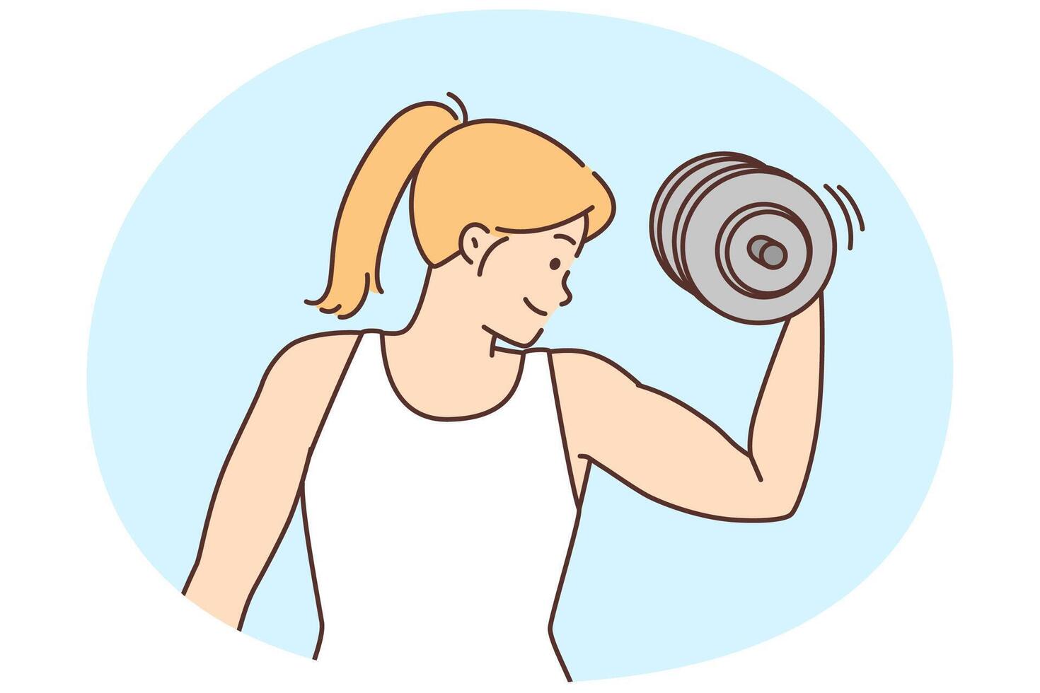 Young woman exercising with dumbbells vector