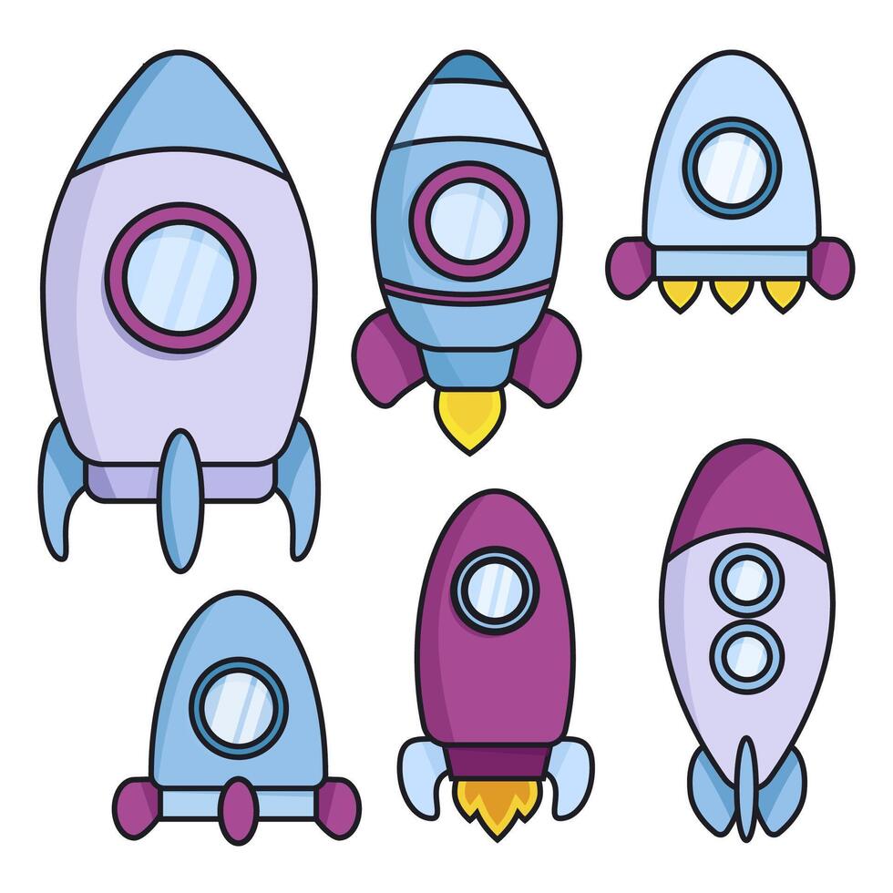Set of different space rockets vector