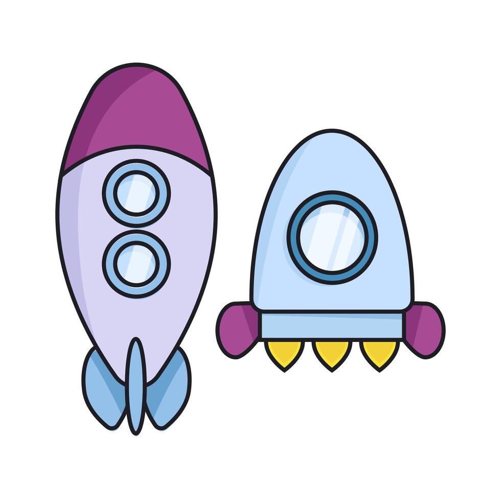 Set of two different cartoon space rockets vector