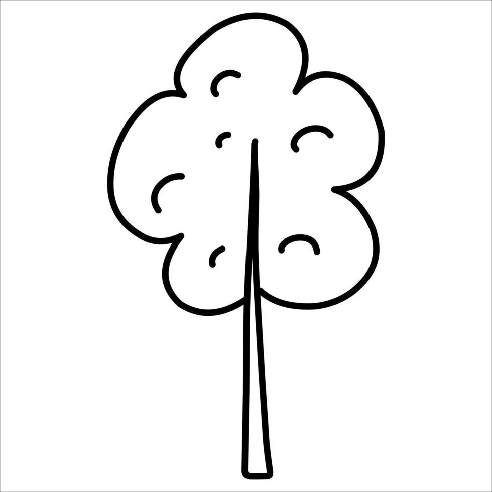 Cute tree Illustration, Hand-drawn doodles illustration.Line art vector
