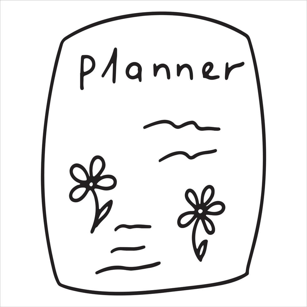 Hand drawn notebook, diary, planner doodle vector