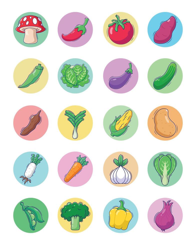 Set of fresh vegetables vector