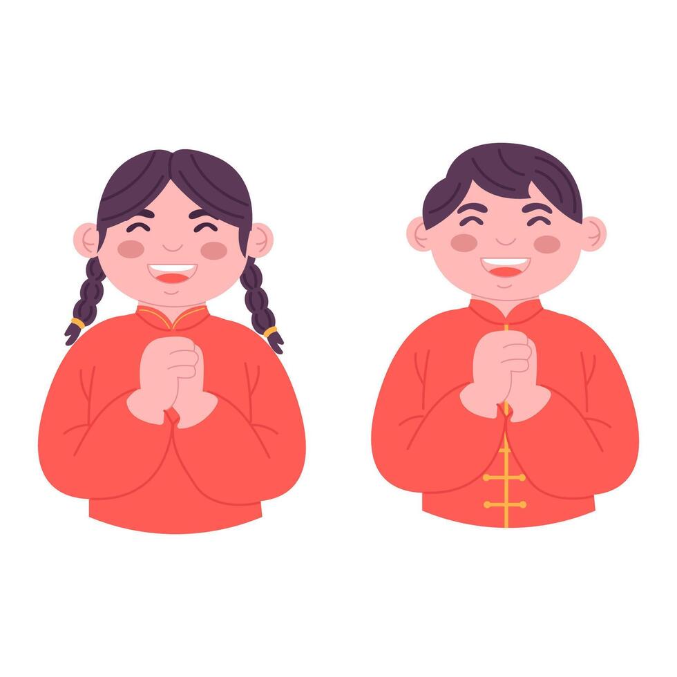 Smiling Chinese children for Chinese New Year vector