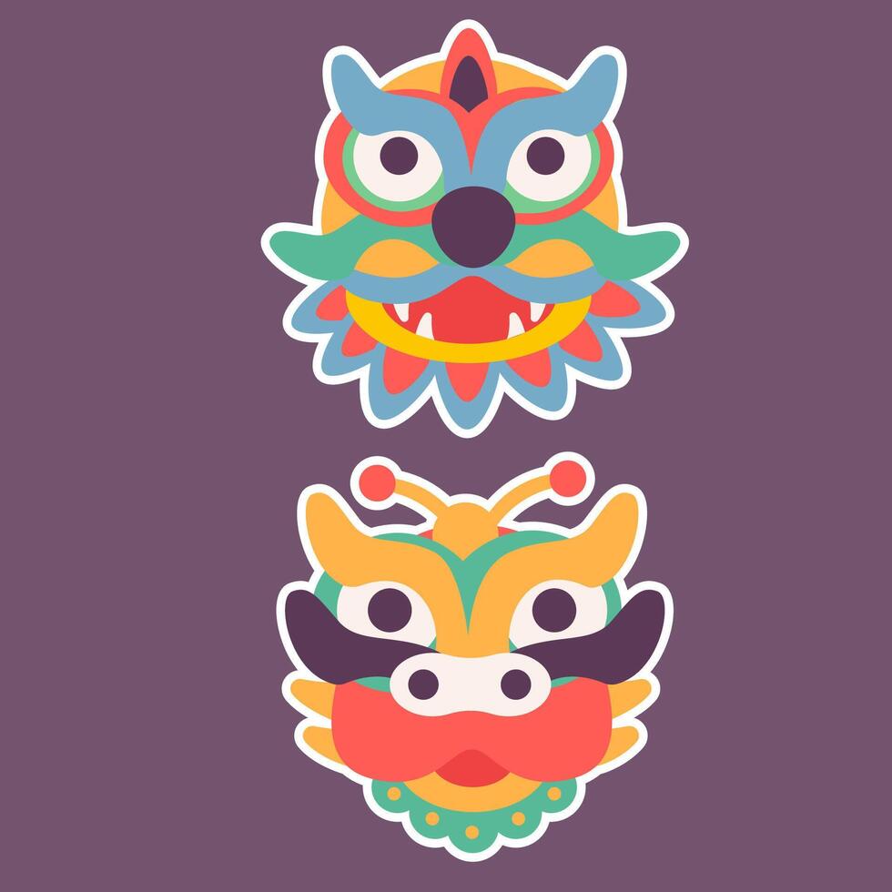 Stickers chinese dragon mask for Chinese New Year vector