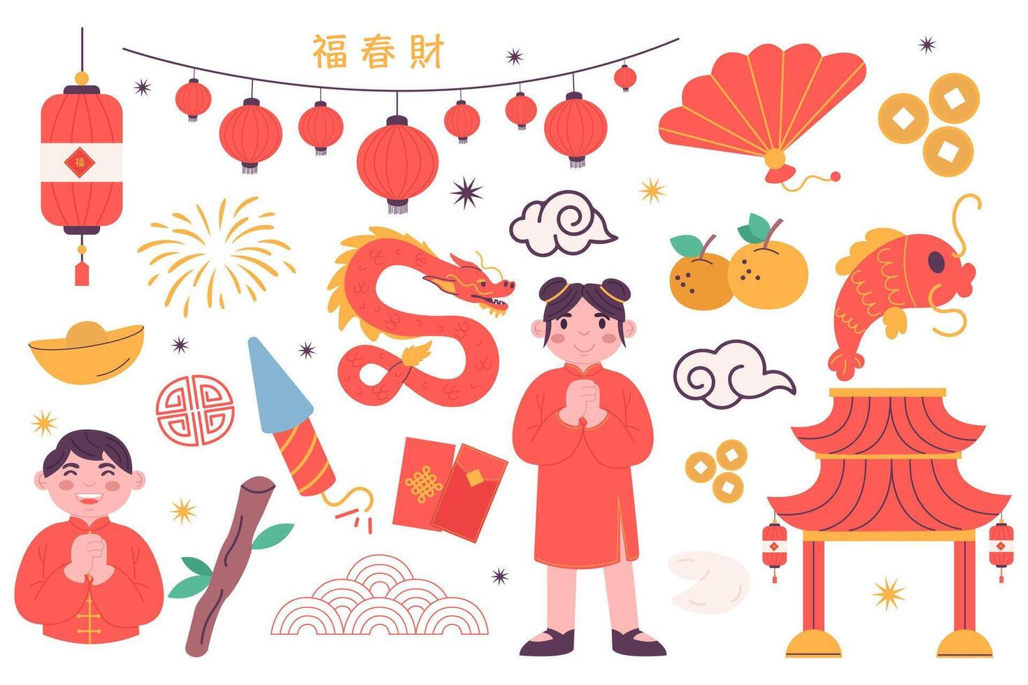 Elements for chinese new year festival vector