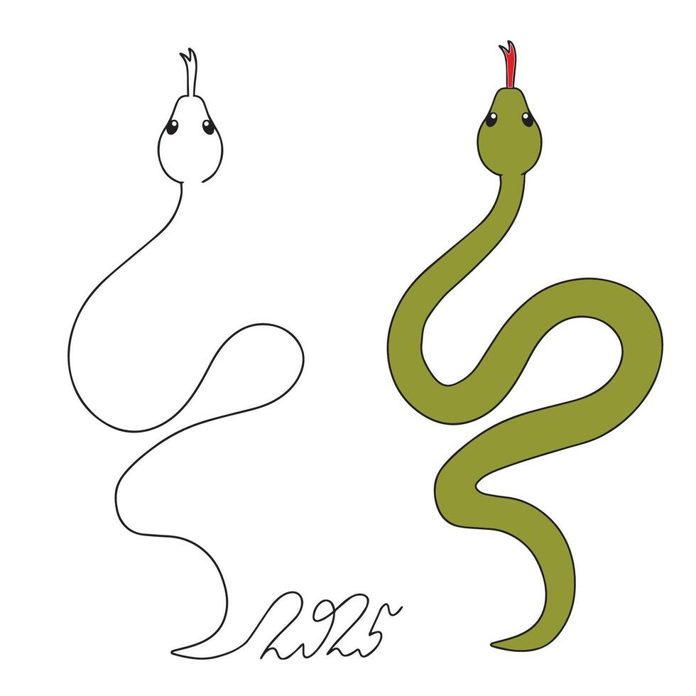Hand drawn snake. Symbol of 2025. illustration. illustration vector