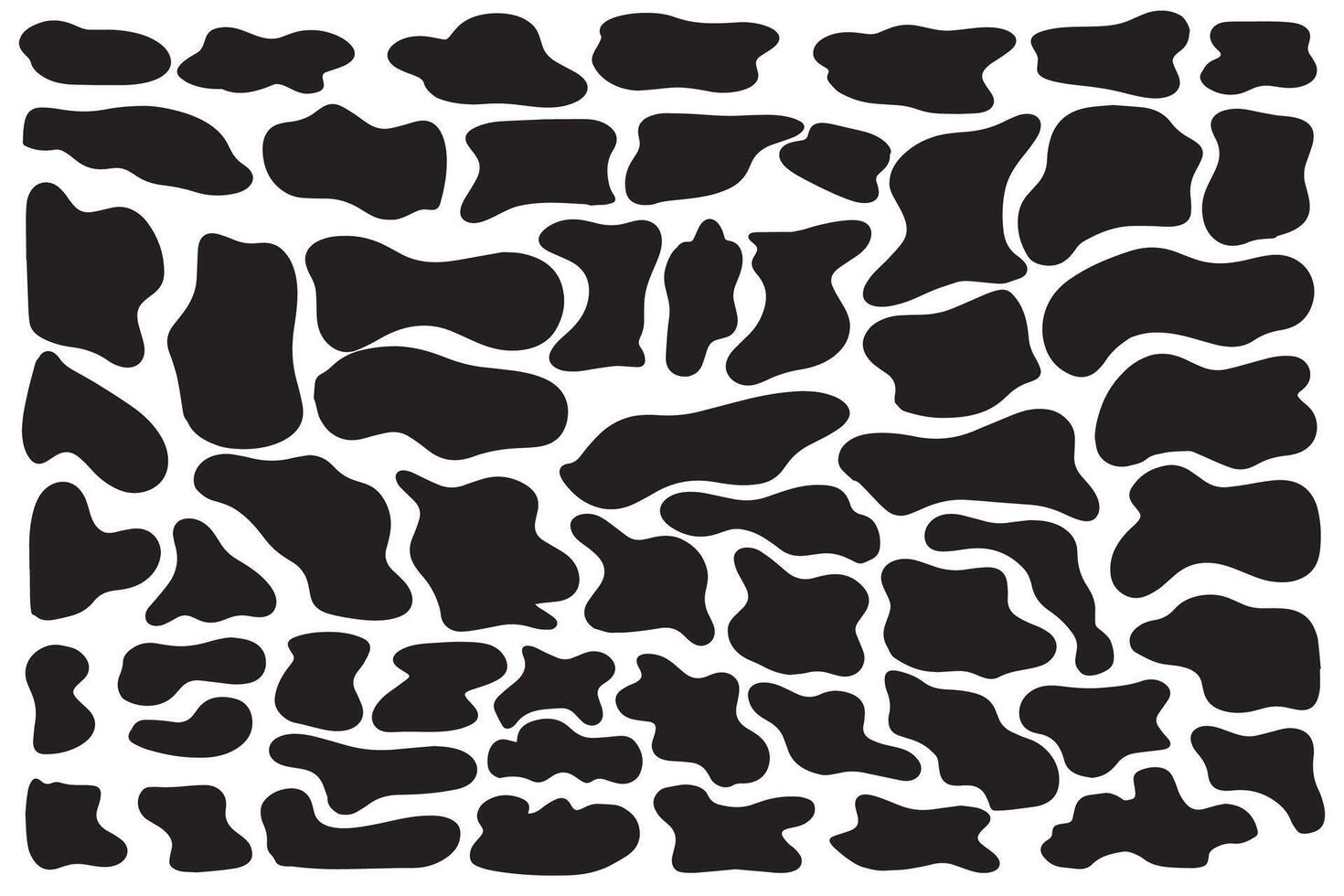 Set of black spots of organic liquid. Abstract spots. Flat design, . vector