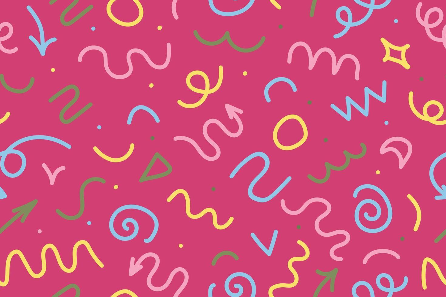 Seamless pattern of straight and wavy marker lines. Highlighting elements, vector
