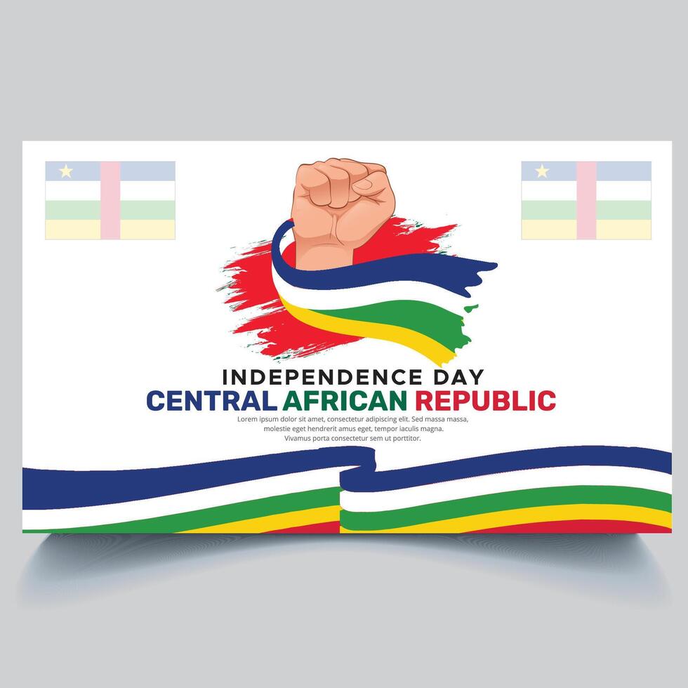 happy Central African Republic Independence Day Banner and hand flag design vector