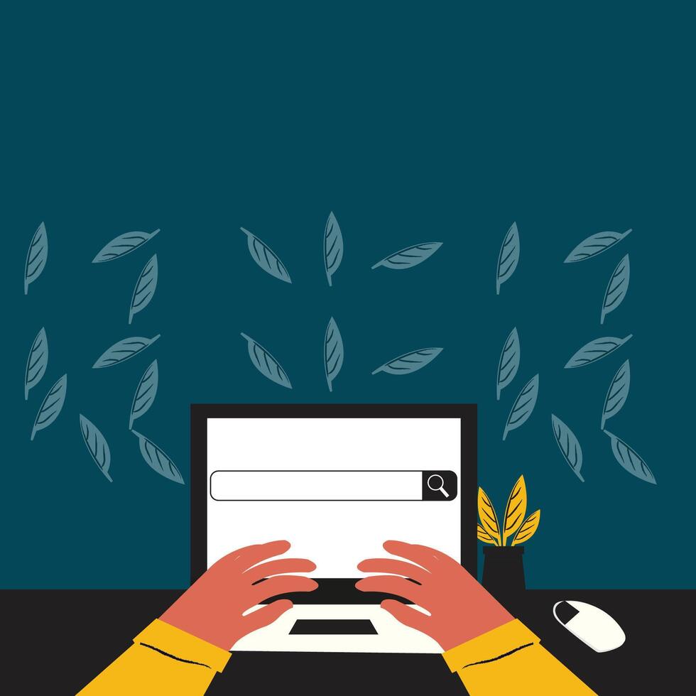 a man working on laptop, Computer Sitting On Mat Work From Home Concept, for website theme template vector