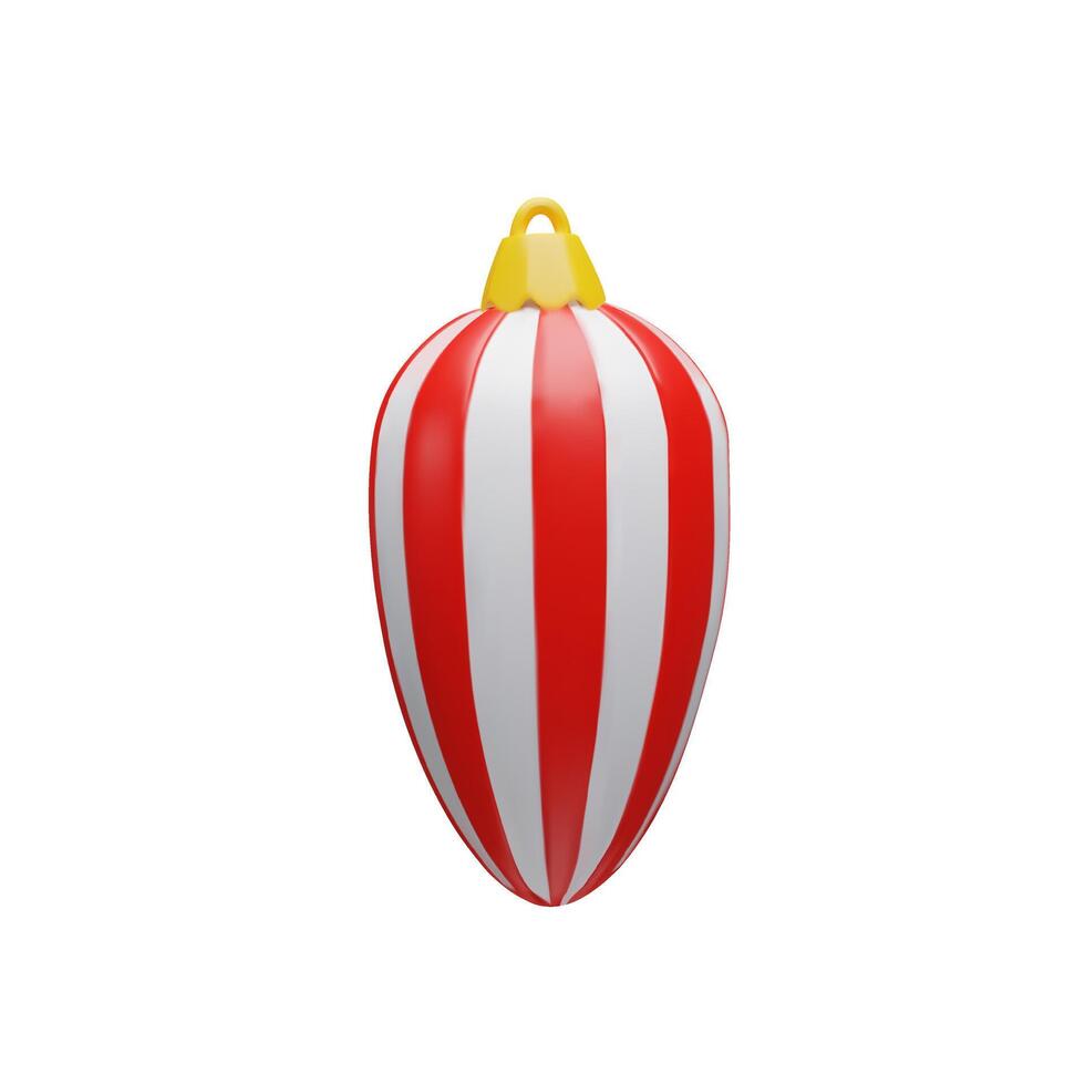 3d red ornament rendering Christmas ball. Realistic three-dimensional illustration. Winter holiday colours decoration in cartoon luxury style. Symbol for Happy New year and Merry Christmas. vector