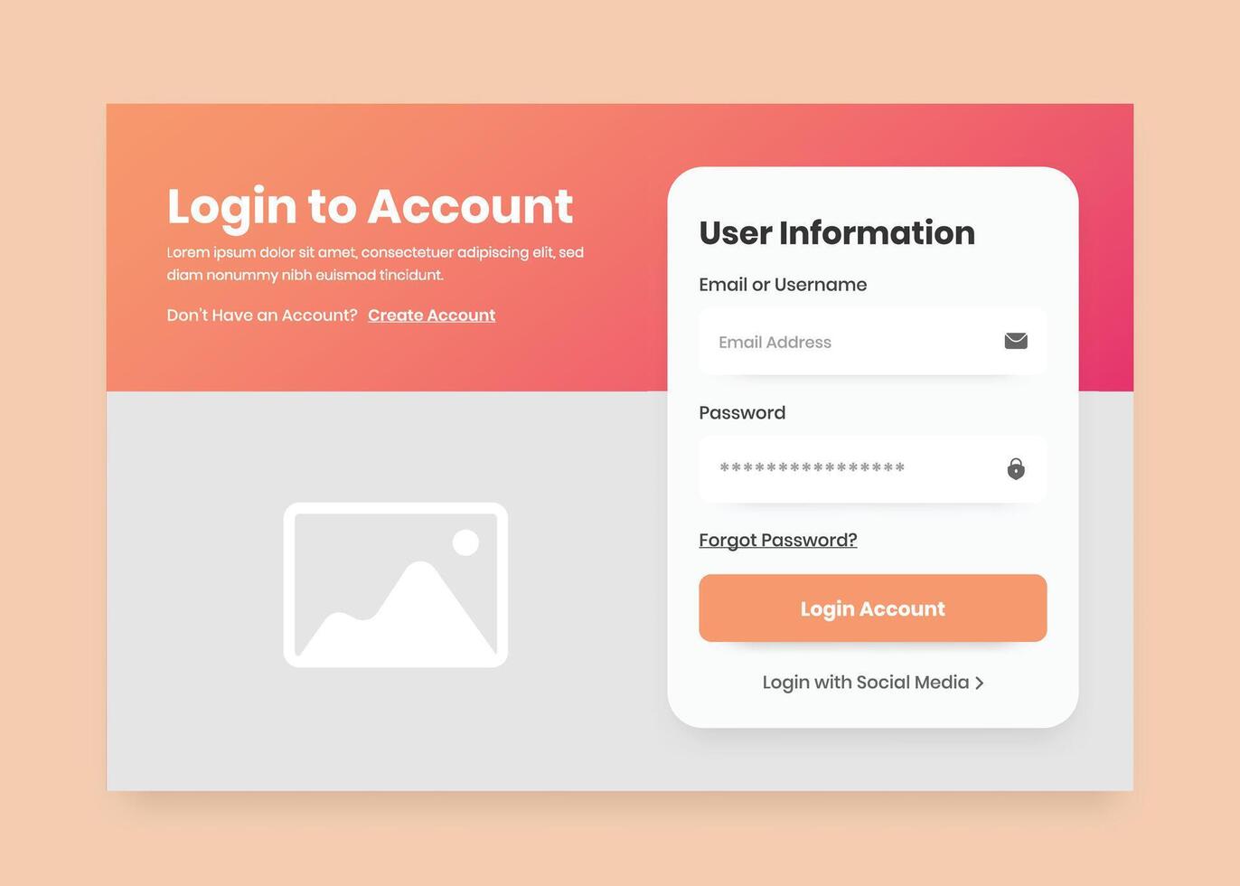 Login and registration web page user interface popup design vector