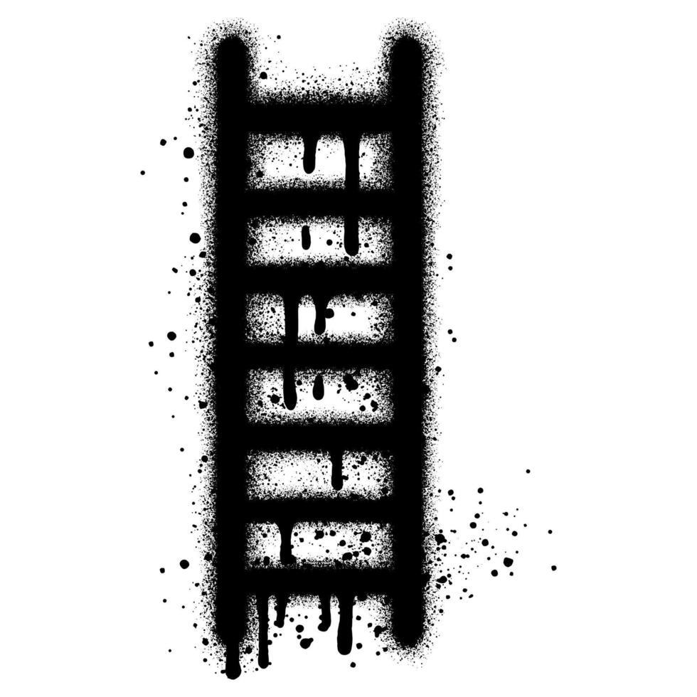 Ladder graffiti with black spray paint. vector