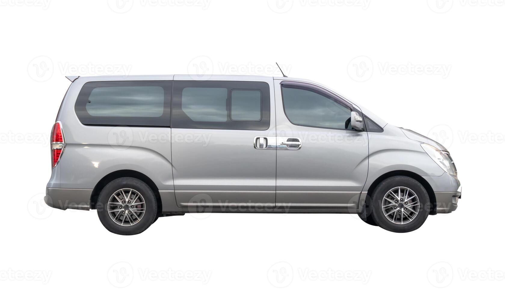 Side view of gray van isolated on white background with clipping path photo