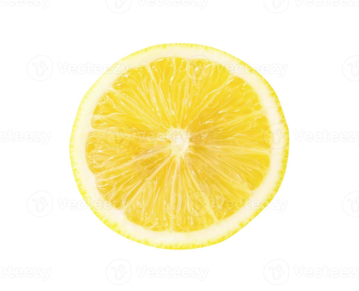 Top view of fresh yellow lemon half isolated on white background with clipping path photo