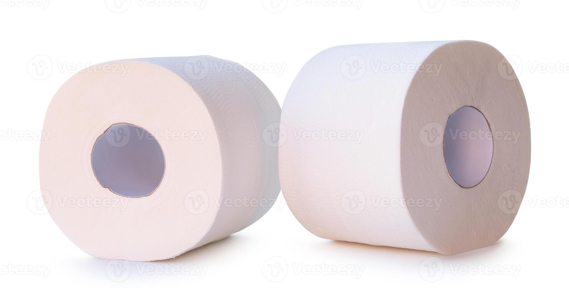 Two rolls of white tissue paper or toilet paper isolated on white background with clipping path photo