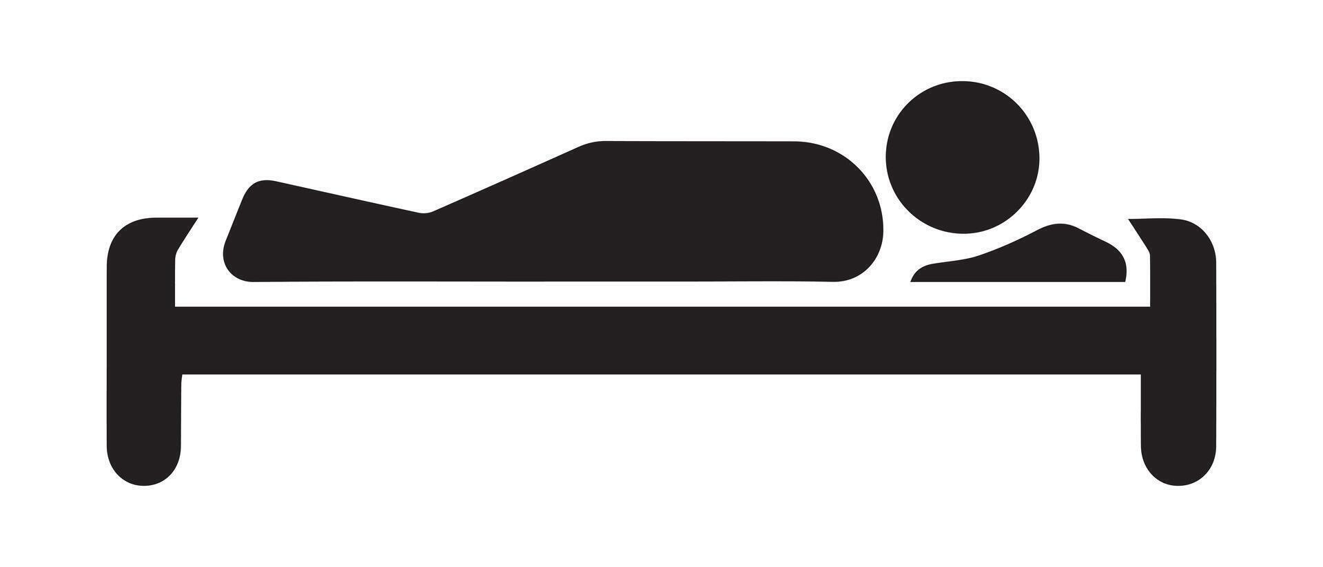 Bedroom sleep man down black outline icon design. vector