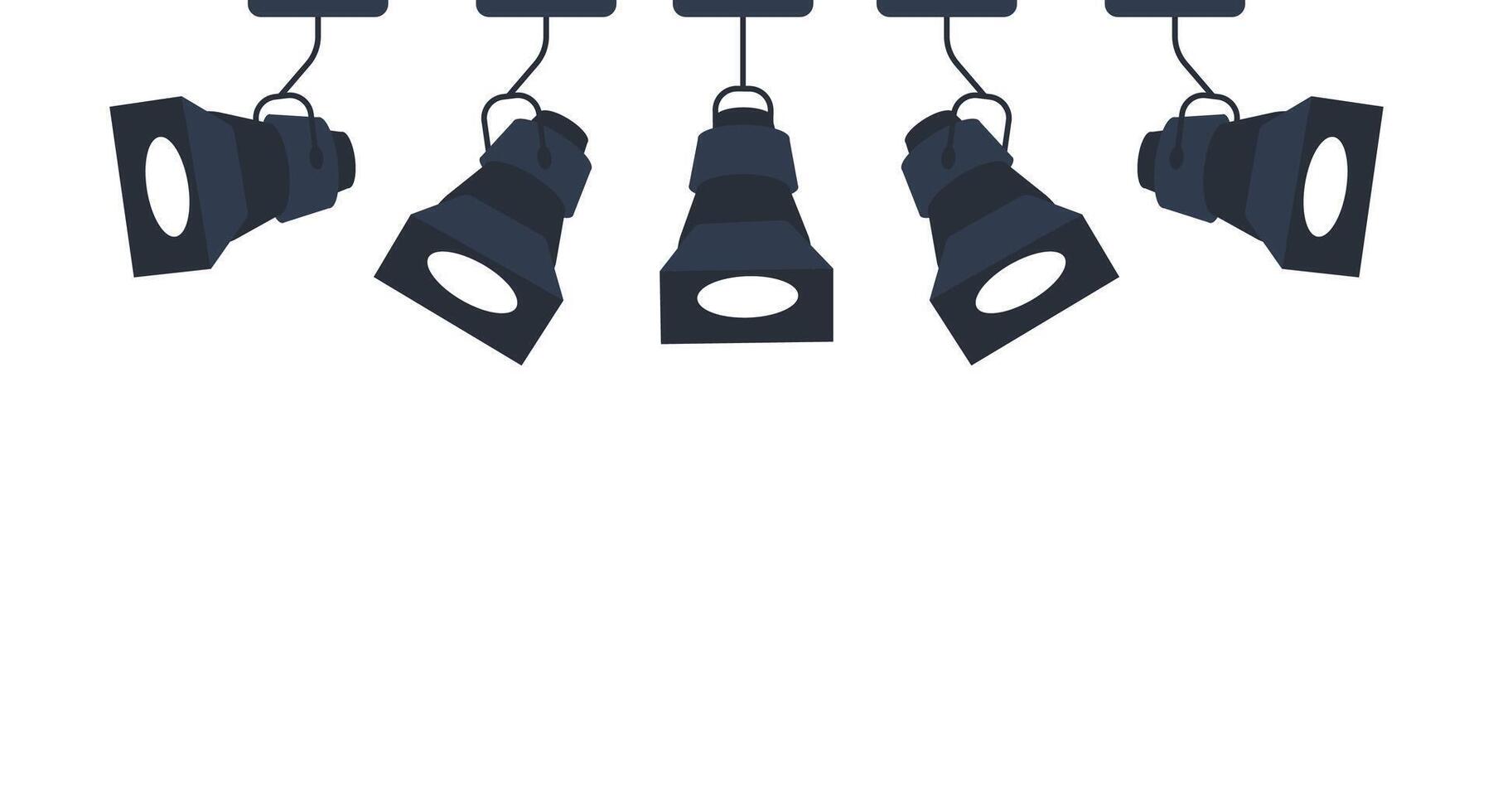 A row of lights are hanging from the ceiling. The lights are blue and white vector