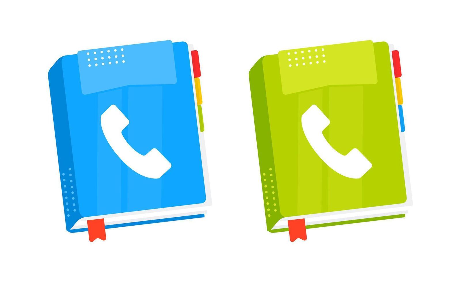 Two phone books are laying open showing phone handset icons representing customer service and client support vector